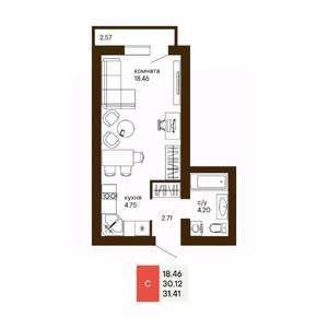 2-к квартира, строящийся дом, 57м2, 9/18 этаж