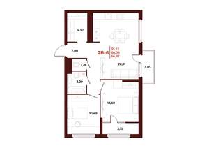 2-к квартира, вторичка, 67м2, 14/18 этаж