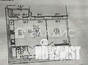 1-к квартира, вторичка, 50м2, 9/10 этаж