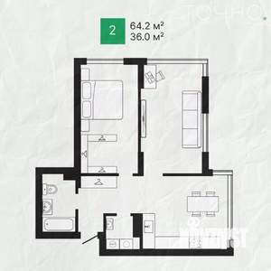 2-к квартира, вторичка, 64м2, 3/16 этаж