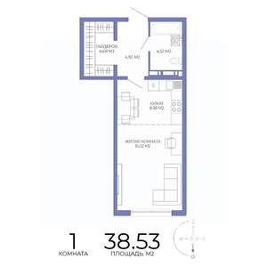 1-к квартира, строящийся дом, 39м2, 17/17 этаж