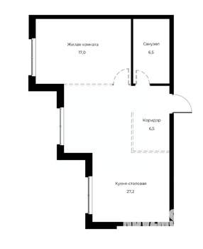 1-к квартира, вторичка, 57м2, 6/23 этаж