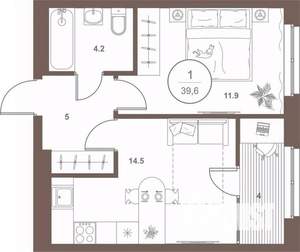 1-к квартира, вторичка, 40м2, 2/16 этаж