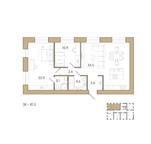2-к квартира, вторичка, 81м2, 2/18 этаж