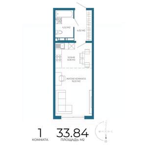 1-к квартира, строящийся дом, 34м2, 9/17 этаж