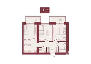 3-к квартира, вторичка, 58м2, 4/17 этаж