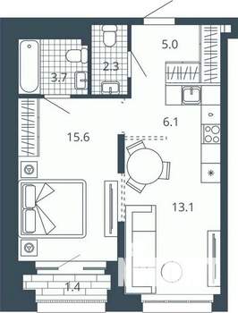 1-к квартира, вторичка, 47м2, 10/24 этаж