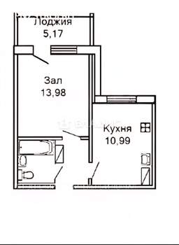 1-к квартира, вторичка, 32м2, 1/10 этаж