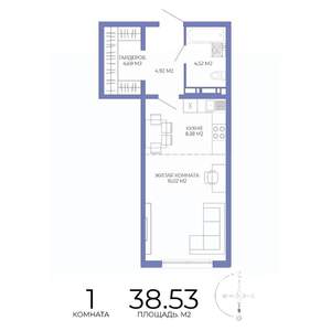 1-к квартира, строящийся дом, 39м2, 12/17 этаж