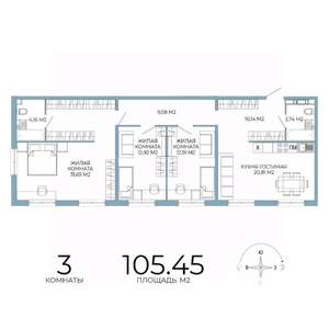 3-к квартира, строящийся дом, 105м2, 13/18 этаж