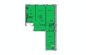 3-к квартира, строящийся дом, 80м2, 13/18 этаж
