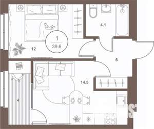 1-к квартира, вторичка, 39м2, 12/16 этаж