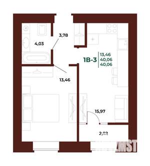 1-к квартира, вторичка, 40м2, 11/17 этаж