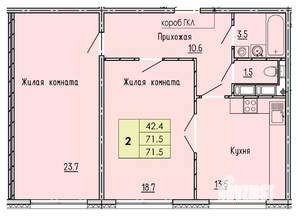 2-к квартира, строящийся дом, 72м2, 7/18 этаж