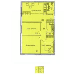 3-к квартира, строящийся дом, 83м2, 11/18 этаж