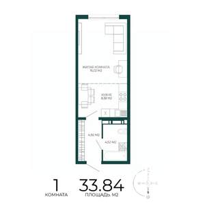 1-к квартира, вторичка, 34м2, 11/17 этаж