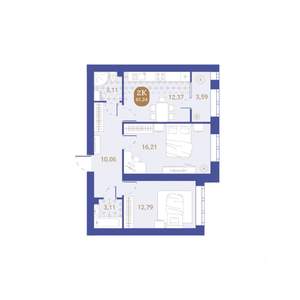 2-к квартира, вторичка, 61м2, 4/4 этаж