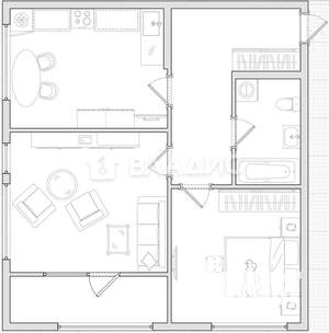 2-к квартира, вторичка, 57м2, 6/16 этаж