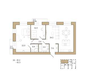 2-к квартира, вторичка, 83м2, 6/18 этаж