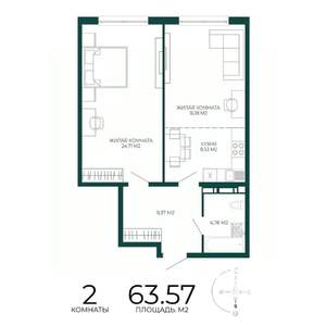 2-к квартира, строящийся дом, 64м2, 5/17 этаж