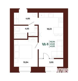 1-к квартира, вторичка, 42м2, 3/17 этаж