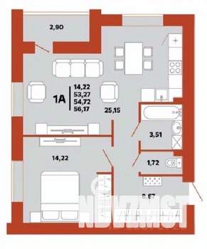 1-к квартира, вторичка, 55м2, 1/10 этаж