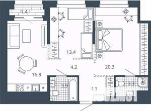 2-к квартира, вторичка, 68м2, 8/24 этаж