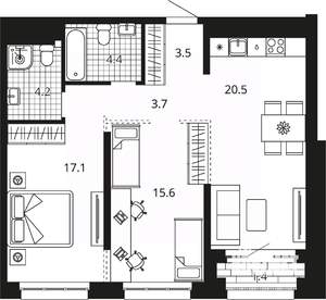 2-к квартира, вторичка, 70м2, 7/23 этаж