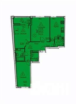 3-к квартира, строящийся дом, 70м2, 14/18 этаж