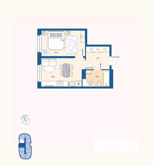 1-к квартира, вторичка, 38м2, 2/16 этаж