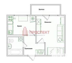 1-к квартира, вторичка, 26м2, 7/9 этаж