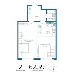 2-к квартира, вторичка, 62м2, 6/17 этаж
