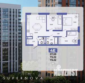 4-к квартира, сданный дом, 73м2, 16/20 этаж