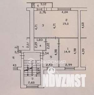 2-к квартира, вторичка, 62м2, 2/3 этаж