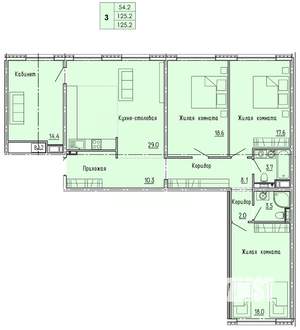 3-к квартира, строящийся дом, 125м2, 8/18 этаж