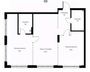 2-к квартира, вторичка, 76м2, 1/23 этаж