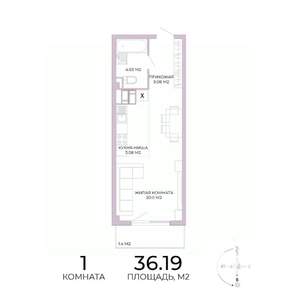 1-к квартира, строящийся дом, 36м2, 14/17 этаж