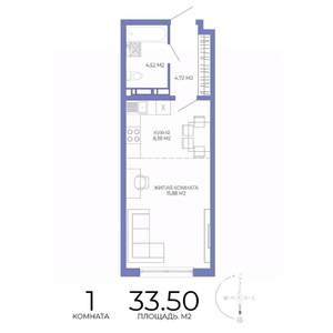 1-к квартира, строящийся дом, 34м2, 3/17 этаж