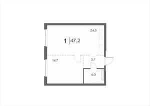 1-к квартира, вторичка, 47м2, 4/21 этаж