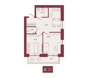 3-к квартира, вторичка, 53м2, 14/17 этаж