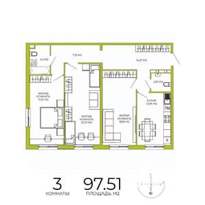 3-к квартира, строящийся дом, 98м2, 12/18 этаж
