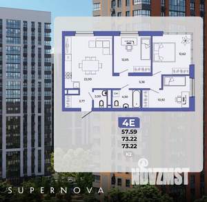 4-к квартира, вторичка, 73м2, 9/20 этаж