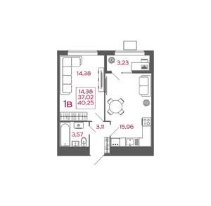 1-к квартира, вторичка, 40м2, 4/17 этаж