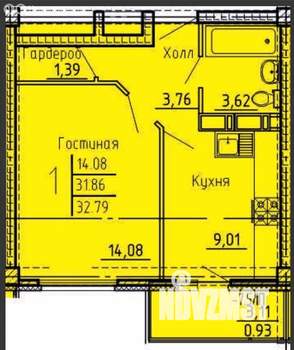 1-к квартира, вторичка, 33м2, 18/18 этаж