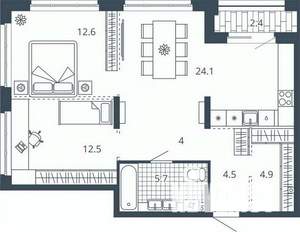 2-к квартира, вторичка, 71м2, 8/24 этаж