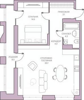 2-к квартира, вторичка, 69м2, 8/16 этаж