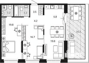 2-к квартира, вторичка, 90м2, 9/23 этаж