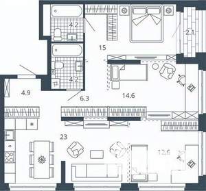 3-к квартира, вторичка, 87м2, 4/24 этаж