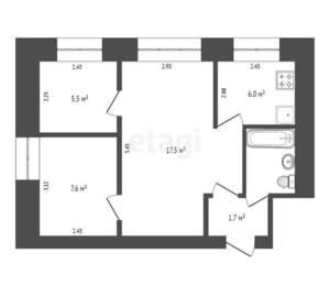 2-к квартира, вторичка, 41м2, 1/5 этаж