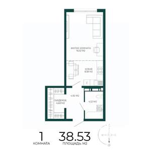 1-к квартира, вторичка, 39м2, 8/17 этаж